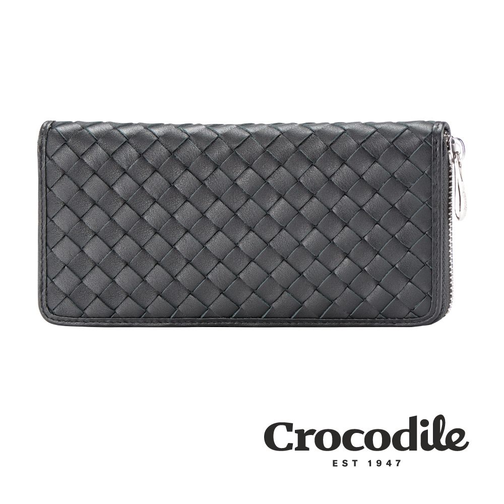 Crocodile 鱷魚牌  鱷魚皮件 真皮皮夾 Knitting系列 14卡 多功能 拉鍊包 手拿包-0103-601