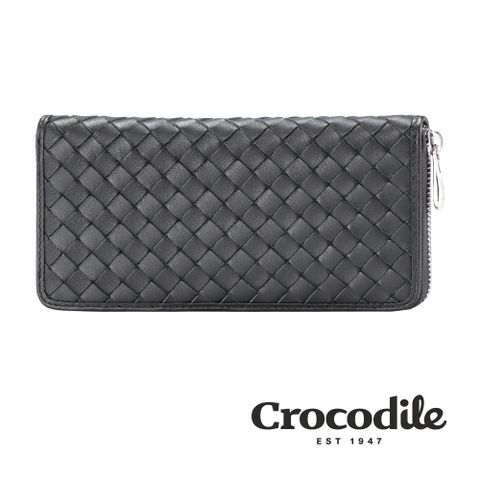 Crocodile 鱷魚皮件 真皮皮夾 Knitting系列 14卡 多功能 拉鍊包 手拿包-0103-601