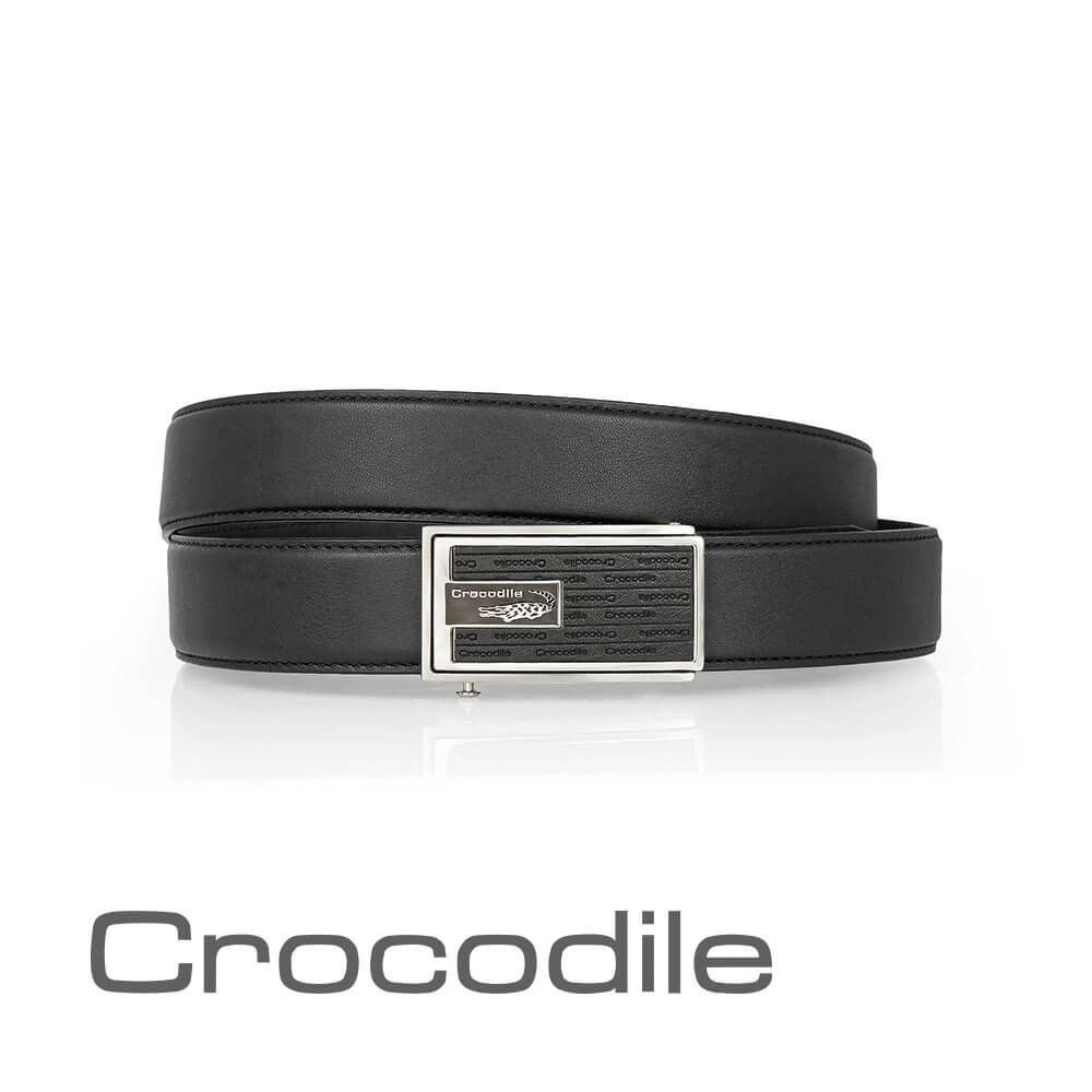 Crocodile 鱷魚牌  鱷魚皮件 真皮皮帶 紳士自動穿扣皮帶 32mm 0101-42009-01