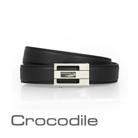 Crocodile 鱷魚皮件 真皮皮帶 寬版 紳士自動穿扣皮帶 35mm 0101-25003-01