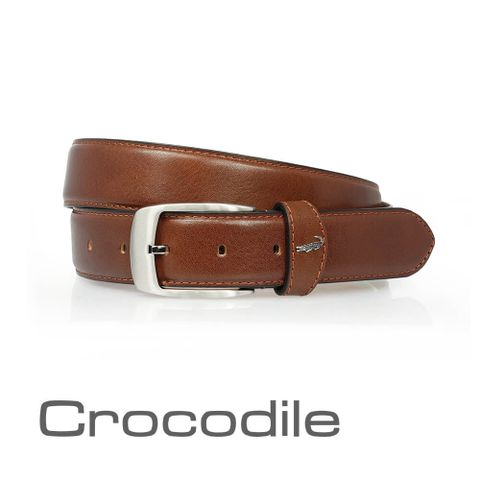 Crocodile 鱷魚皮件 Natural系列 寬版 休閒打洞皮帶 35mm 0102-1004-02
