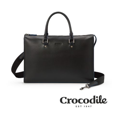 公事包推薦 真皮包包 筆電包 可手提/斜背 新品上市 Titan 2系列 0104-10501-黑色-Crocodile 鱷魚皮件