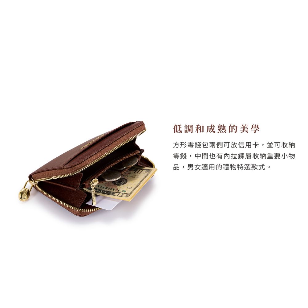 Crocodile 鱷魚牌 輕巧零錢包 真皮錢包 男女適用 義大利植鞣皮-Naturale系列-0103-11019-咖啡色
