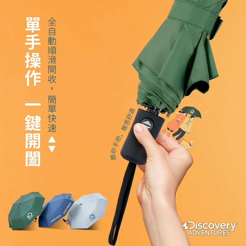 Discovery Adventures 【Discovery防紫外線自動折傘-淺灰DF23915-GR】