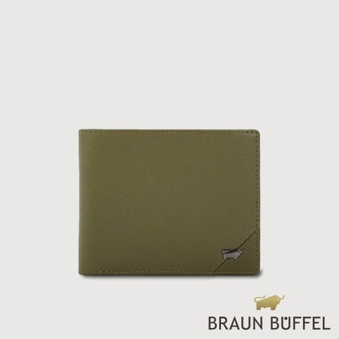 【BRAUN BUFFEL 德國小金牛】台灣總代理 加利恩-A 4卡零錢袋皮夾-橄欖綠/BF561-315-MIO
