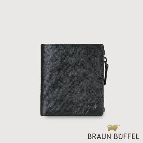 【BRAUN BUFFEL 德國小金牛】台灣總代理 加利恩-A 兩折零錢包-黑色/BF561-325-BK