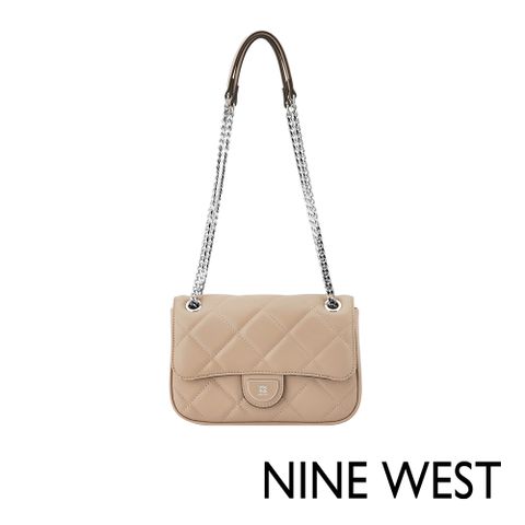 NINE WEST HALEEMA 菱格鍊帶斜背包-淺奶茶(575621)