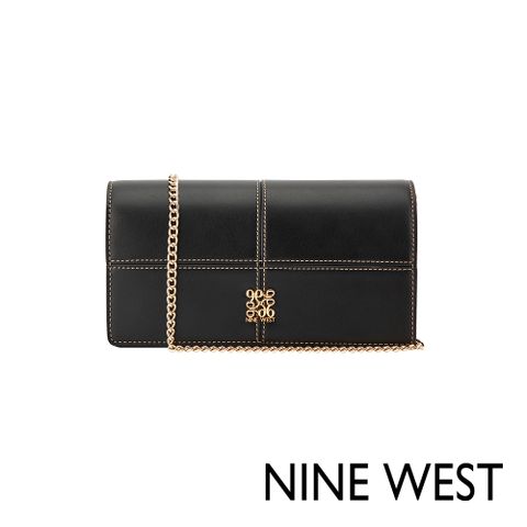 NINE WEST PAXTIN 格紋縫線手機鏈帶包-黑色(5658178)