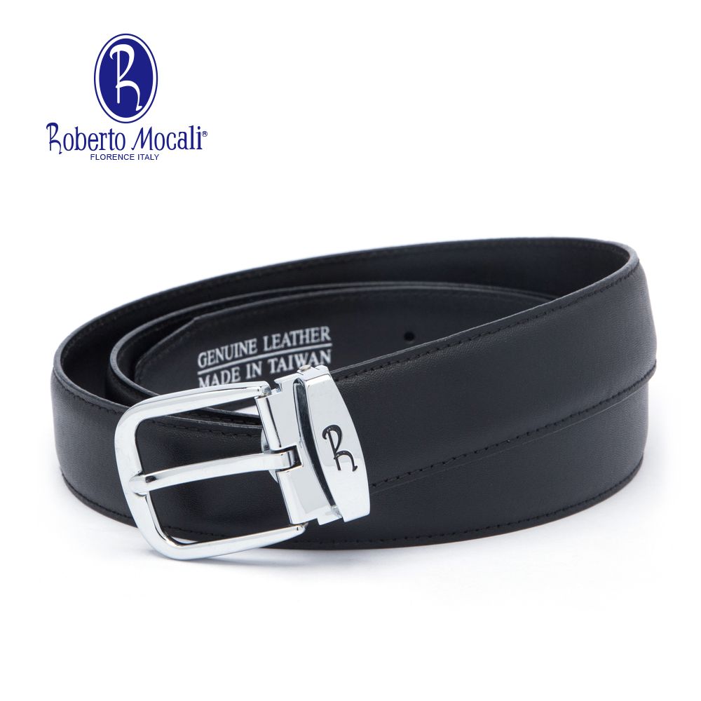 Roberto Mocali 諾貝兔 (RM-P005BKF)穿針式牛皮皮帶