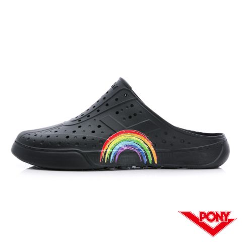 ENJOY輕量洞洞鞋 無後跟 彩虹黑