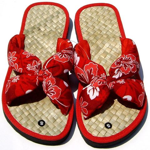 iNature [夏威夷風情]休閒渡假居家好物 手工草編拖鞋/slippers/sandals-紅色套式