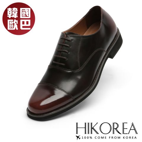 【HIKOREA】韓國空運/大尺碼皮鞋。不敗線條綁帶紳士皮鞋休閒皮鞋(73-456黑咖共2色/現貨+預購)