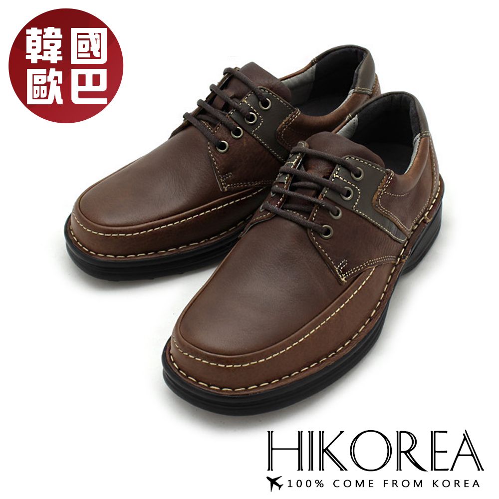 HIKOREA 【韓國增高鞋】正韓製/版型正常韓國空運手作天然皮革車線男士休閒鞋皮鞋(8-9076/現貨+預購)