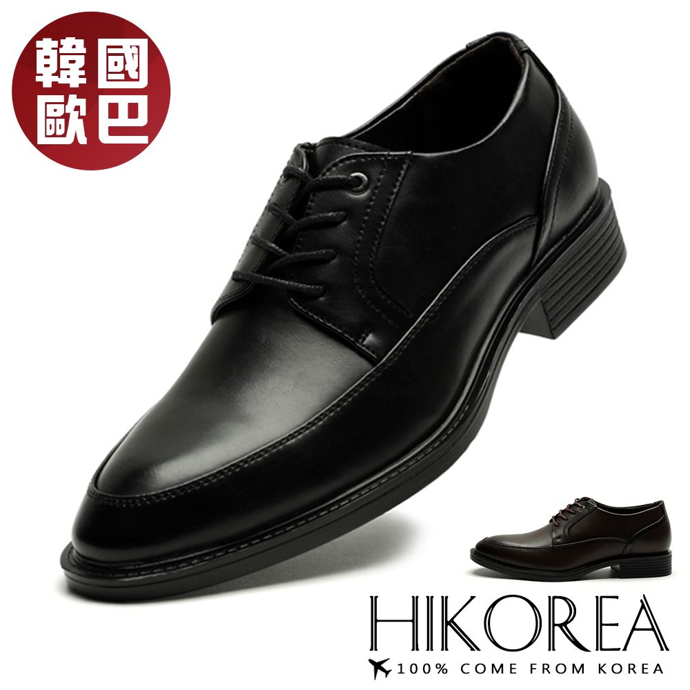 HIKOREA 韓國空運韓國時尚男士皮鞋紳士鞋上班鞋樂福鞋(73-497黑/咖共2色/現貨+預購)