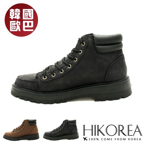 【HIKOREA】韓國空運/韓國設計/韓製。男士增高短靴休閒鞋馬丁鞋機車靴(73-518黑/咖共2色/現貨+預購)