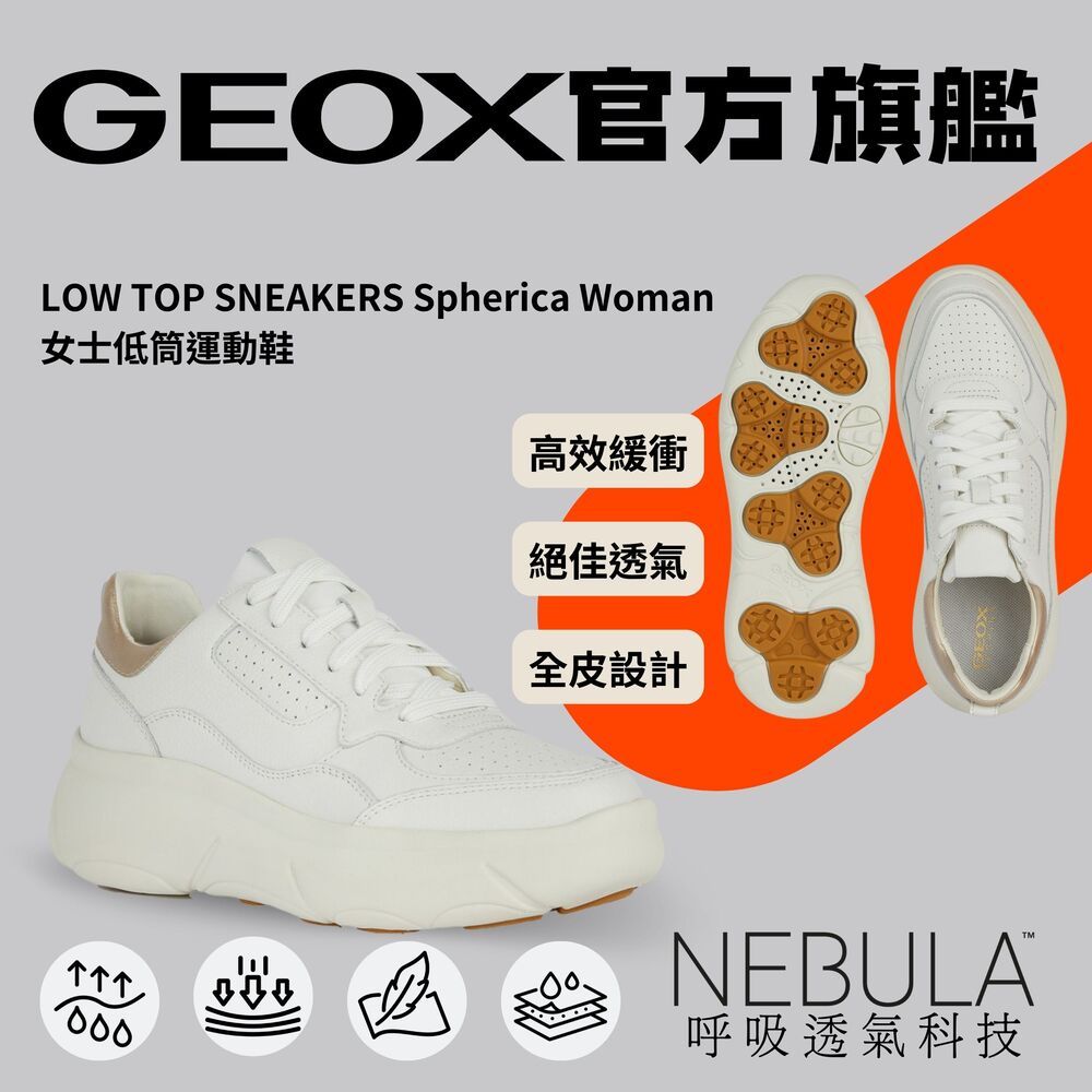 GEOX 健樂士 2024 夏季新款低筒運動休閒鞋女性白色 NEBULA GW4S101-07