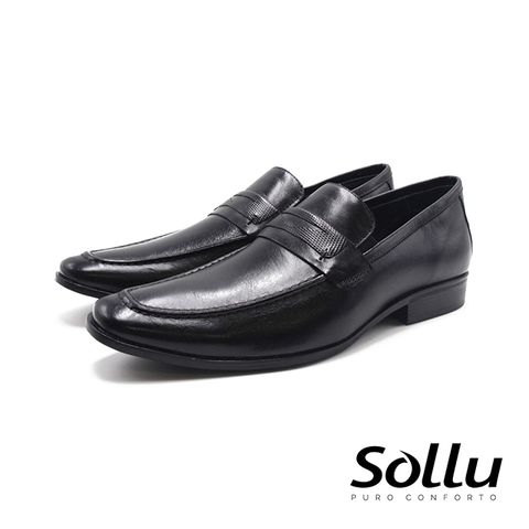 Sollu 巴西專櫃COMFORT方頭樂福鞋 男鞋-黑