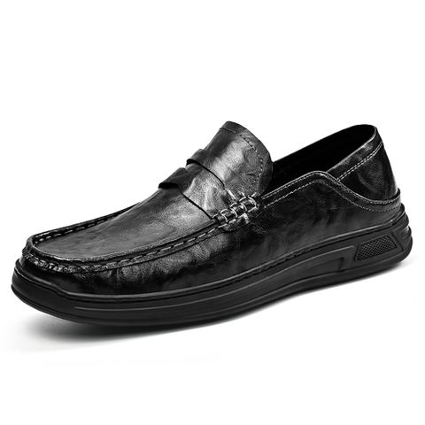 大友SAZSW081英倫皮鞋男真皮軟底一腳蹬懶人樂福鞋男款商務休閒爸爸鞋