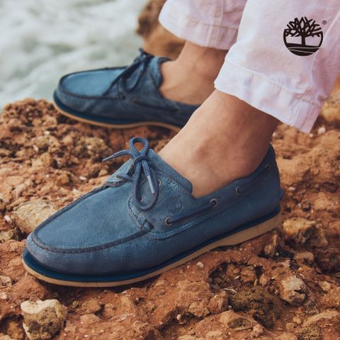 Timberland 男款藍色休閒帆船鞋|A4187ES3