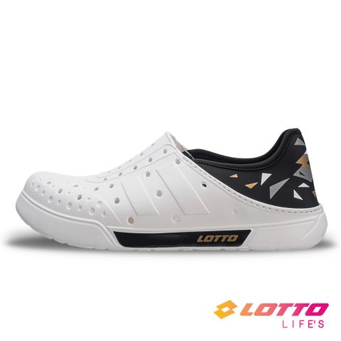 【LOTTO 義大利】男 SALINA 輕量洞洞鞋(白/黑)