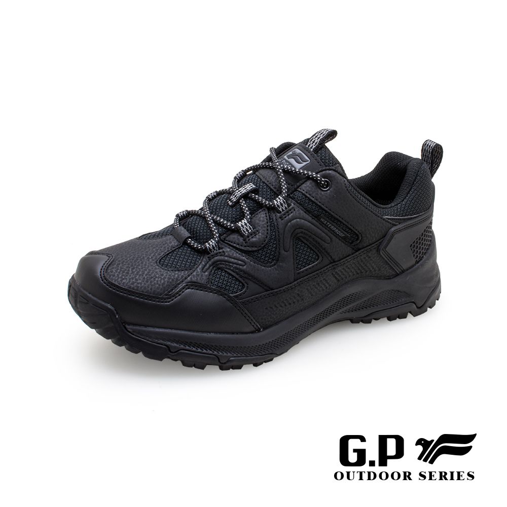 G.P 啟蒙  男款低筒防水登山休閒鞋(P7762M-10)黑色(SIZE:39-44)