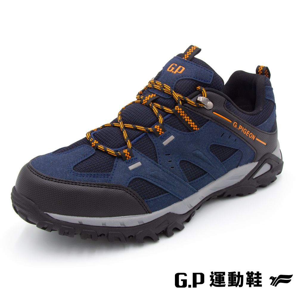 G.P 啟蒙 男款絨面低筒防水登山休閒鞋(P8872M-20)藍橘色(SIZE:39-44)