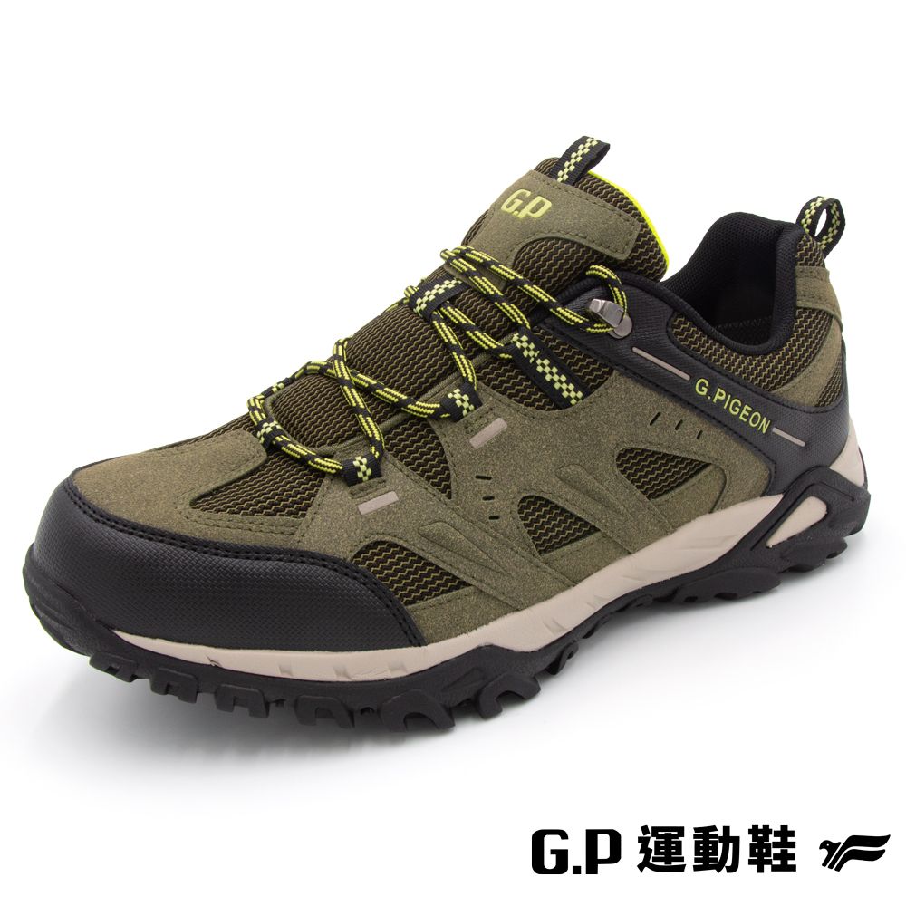 G.P 啟蒙 男款絨面低筒防水登山休閒鞋(P8872M-60)綠色(SIZE:39-44)