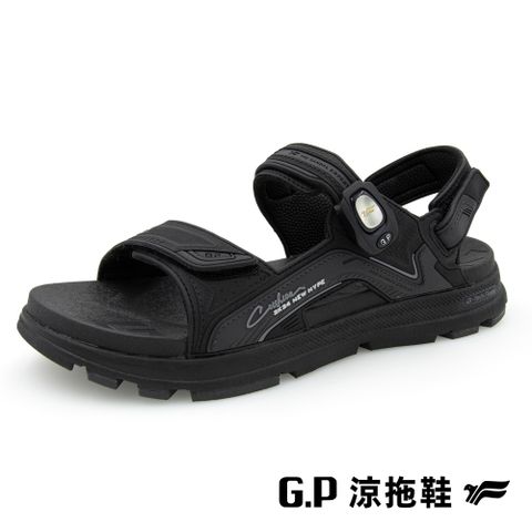 G.P 啟蒙 男款緩震高彈磁扣兩用涼拖鞋 G9592M-10 黑色 (SIZE:39-45 共三色)