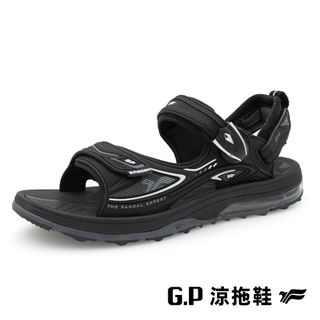 【G.P】男款超緩震氣墊磁扣兩用涼拖鞋 G9576M-10 黑色 (SIZE:39-44 共二色)