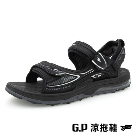 G.P 啟蒙 男款超緩震氣墊磁扣兩用涼拖鞋 G9576M-10 黑色 (SIZE:39-44 共二色)