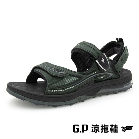 G.P 啟蒙 男款超緩震氣墊磁扣兩用涼拖鞋 G9576M-60 軍綠色 (SIZE:39-44 共二色)