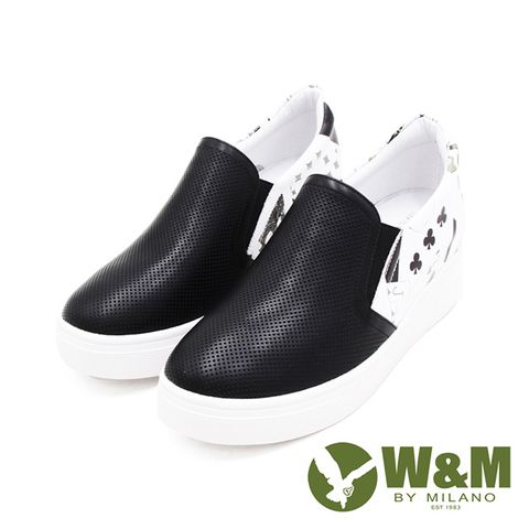 W&amp;M (女)撲克牌厚底增高懶人鞋 女鞋 - 黑(另有白)