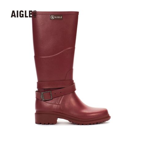 AIGLE 女 時尚長筒膠靴MACADAMES (AG-F8446A023)-酒紅