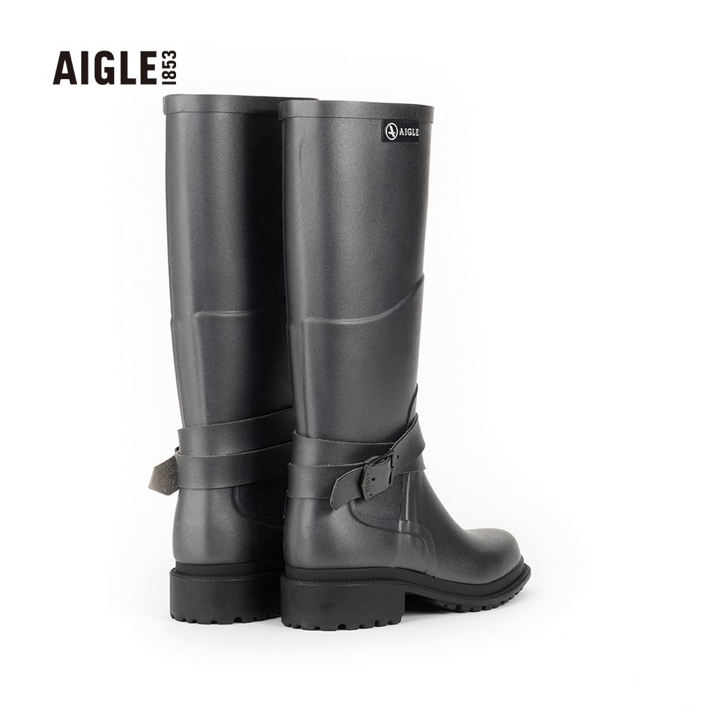 AIGLE  女 時尚長筒膠靴MACADAMES 鐵灰AG-F8446A115(長筒雨靴 雨靴 女雨靴 膠靴 長筒膠靴)