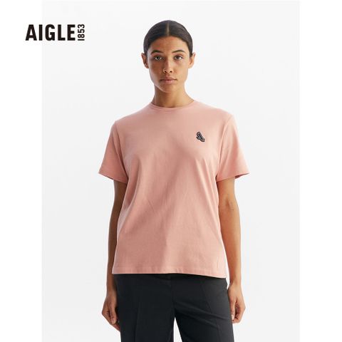 AIGLE 女 有機棉短袖T恤(AG-FAD02A026)-深粉紅