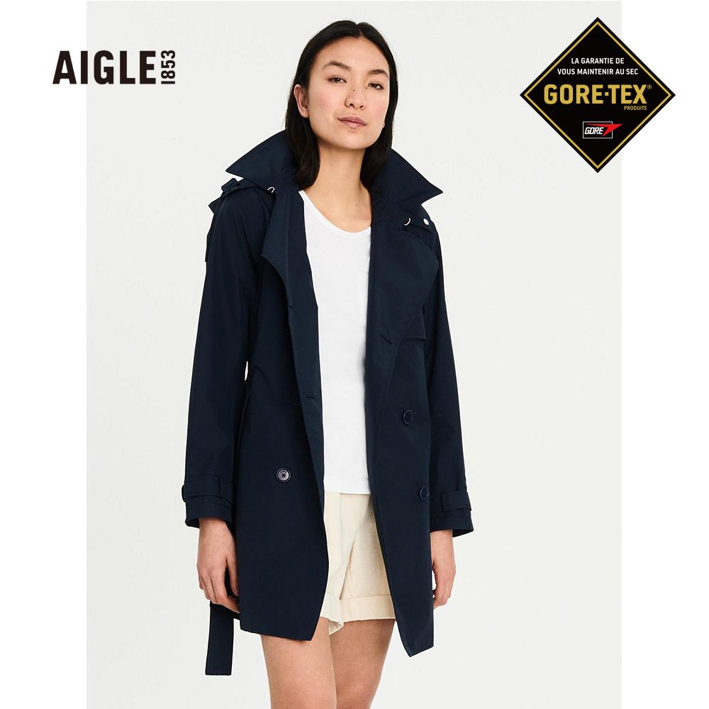 AIGLE  女 G/T 防水透氣風衣 (AG-2P202A057)-深藍