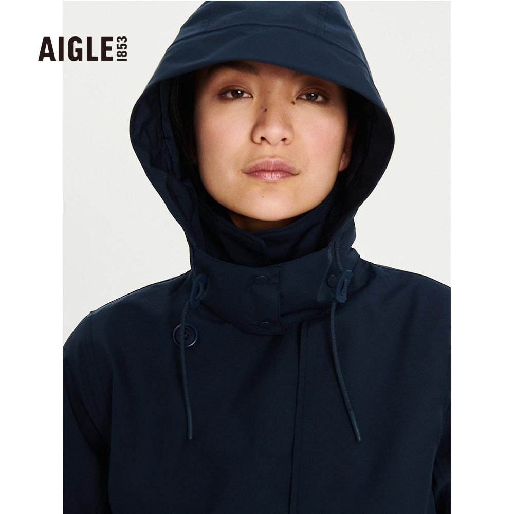 AIGLE  女 G/T 防水透氣風衣 (AG-2P202A057)-深藍