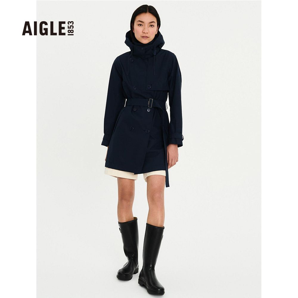 AIGLE  女 G/T 防水透氣風衣 (AG-2P202A057)-深藍