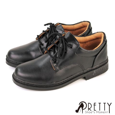【Pretty】女款台灣製素面綁帶標準型學生鞋/學生皮鞋N-29029