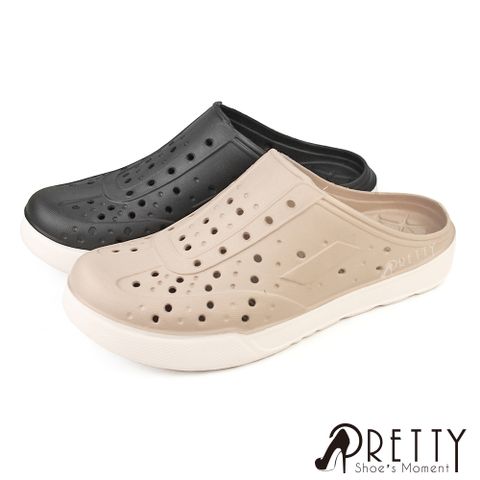 【Pretty】男女款 女大尺碼 拖鞋 穆勒鞋 洞洞鞋 雨鞋 防水鞋 布希鞋N-02539