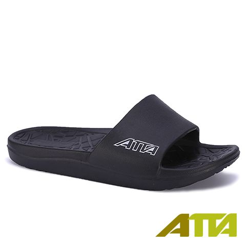 【ATTA】舒適幾何紋室外拖鞋-黑色