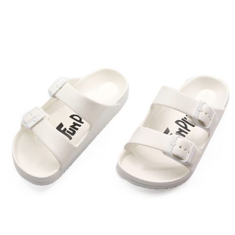 【FunPlus+】雙排扣室外童拖鞋-白色