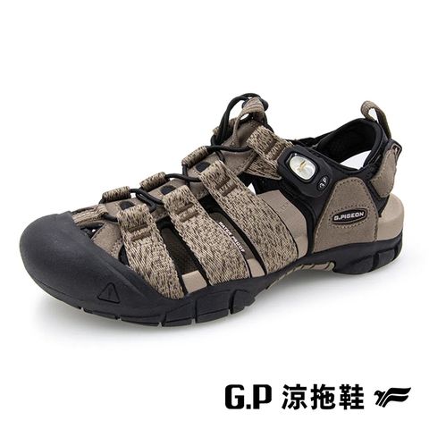 G.P(男)戶外越野護趾鞋 涼拖鞋 男鞋-灰褐色