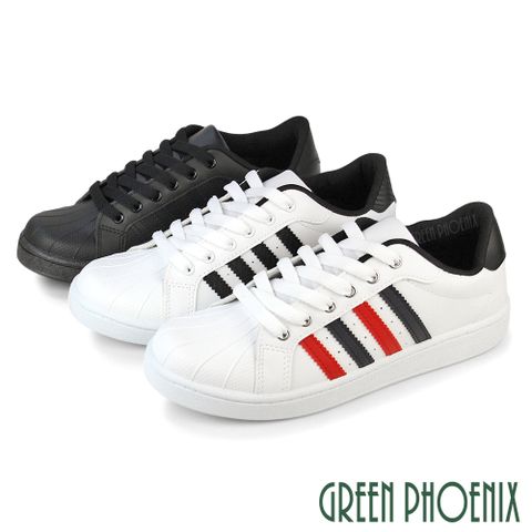 【GREEN PHOENIX 】男鞋 貝殼鞋 板鞋 休閒鞋 小白鞋 綁帶 微寬楦 台灣製P-10702