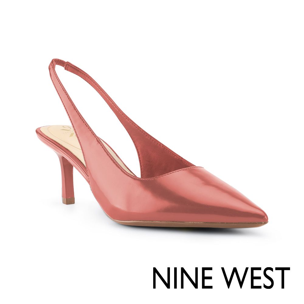 NINE WEST  KATELY 漆皮尖頭細跟穆勒鞋-櫻花粉