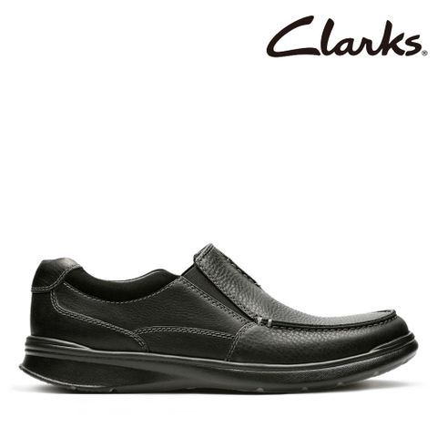 Clarks 男款Cotrell Free光面皮革寬楦感套入式輕量便鞋 CLM31593C