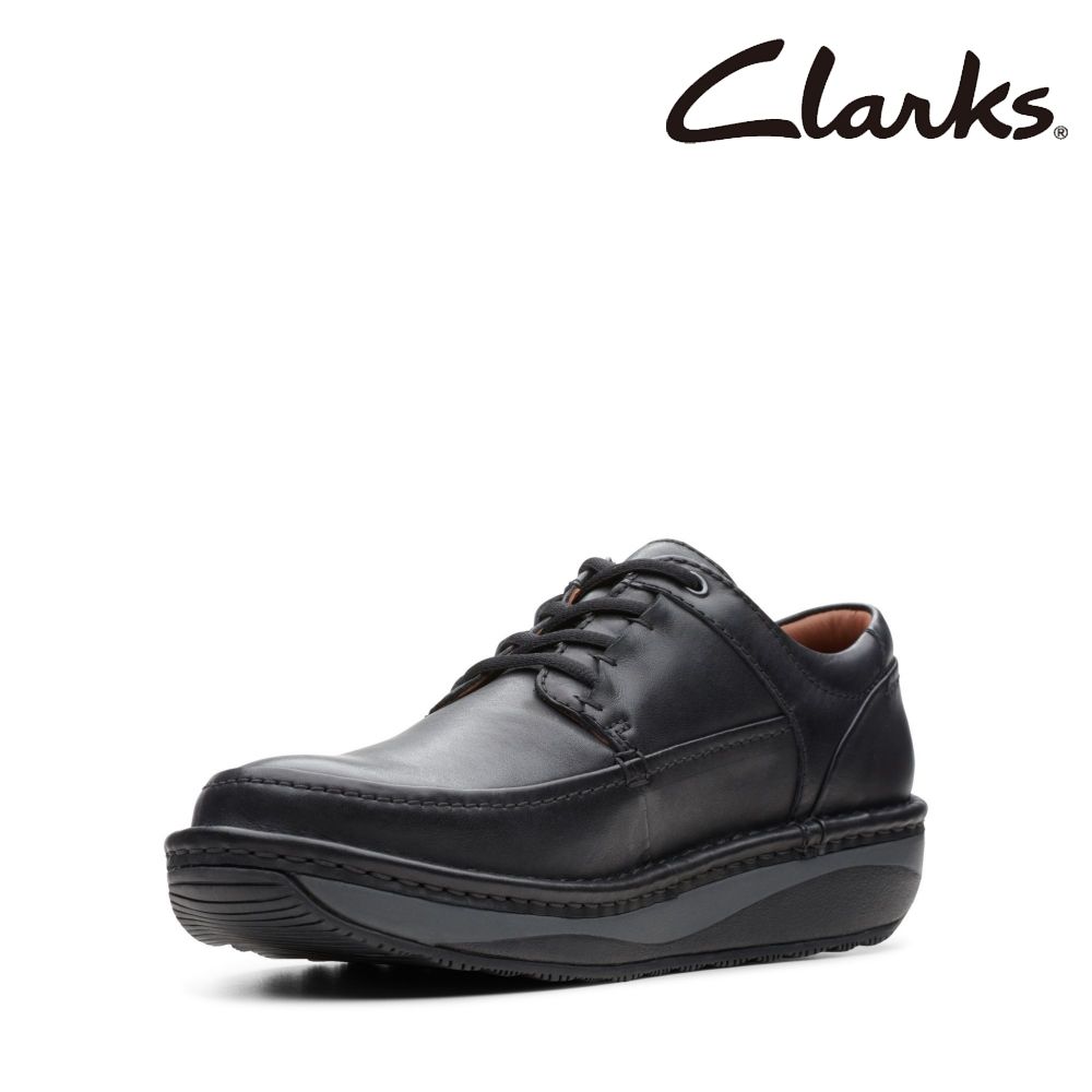 Clarks 男款Un Soul Lace 厚底全真皮縫線設計休閒鞋 CLM49671C