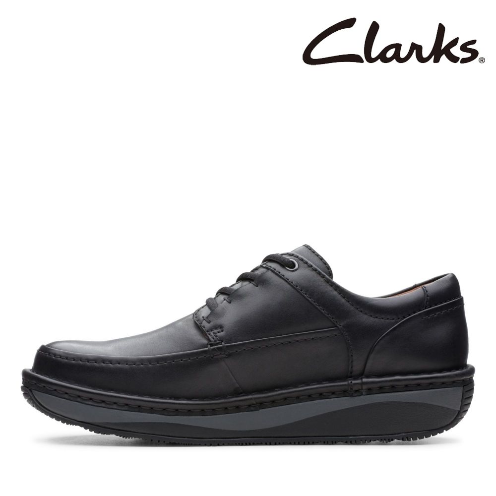 Clarks 男款Un Soul Lace 厚底全真皮縫線設計休閒鞋 CLM49671C