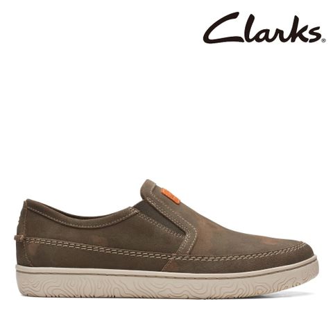 【Clarks】男款Hodson Step 縫線設計彈性大底便鞋 CLM72159C