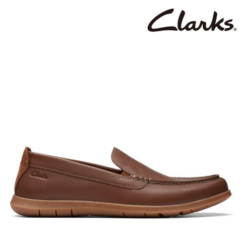 【Clarks】男款Flexway Step全皮面簡約設計莫卡辛鞋CLM76954C